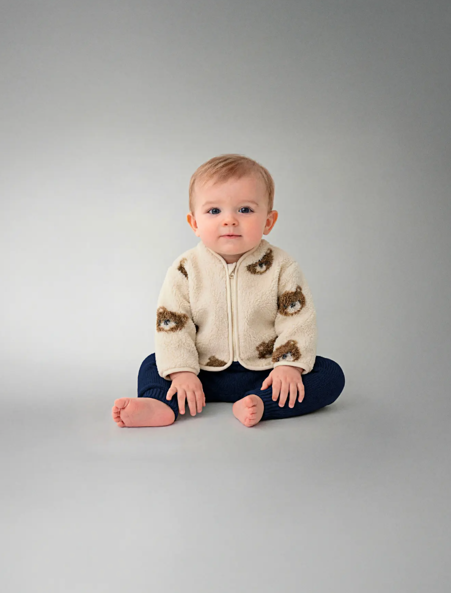 Teddyjacke Bären beige